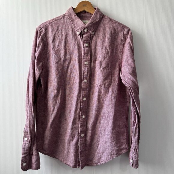 Abercrombie & Fitch Other - Abercrombie & Fitch Shirt Mens Red Button Up Linen Cotton Blend Sz M Casual